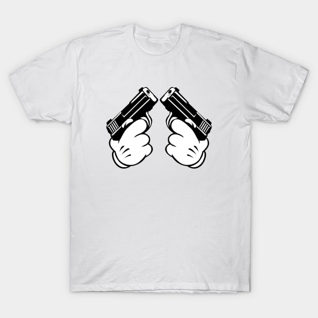 Cartoon Hand Guns T-Shirt by Dumastore12